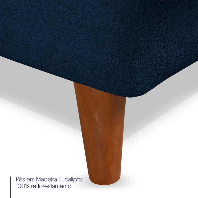Sofá Cama Estoril 1,90m Azul Suede Velut
