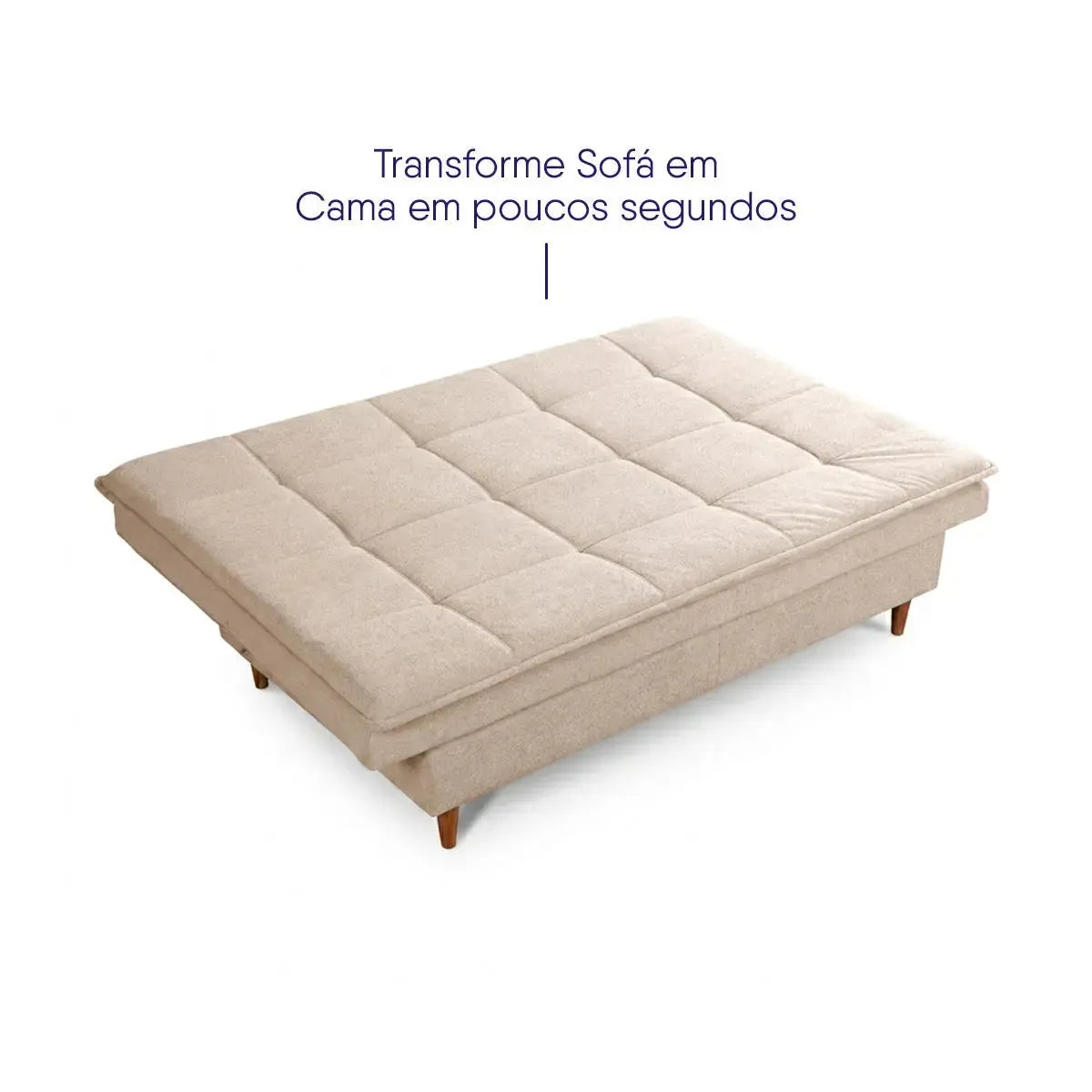 Sofá Cama Estoril 1,90m Bege Suede Velut