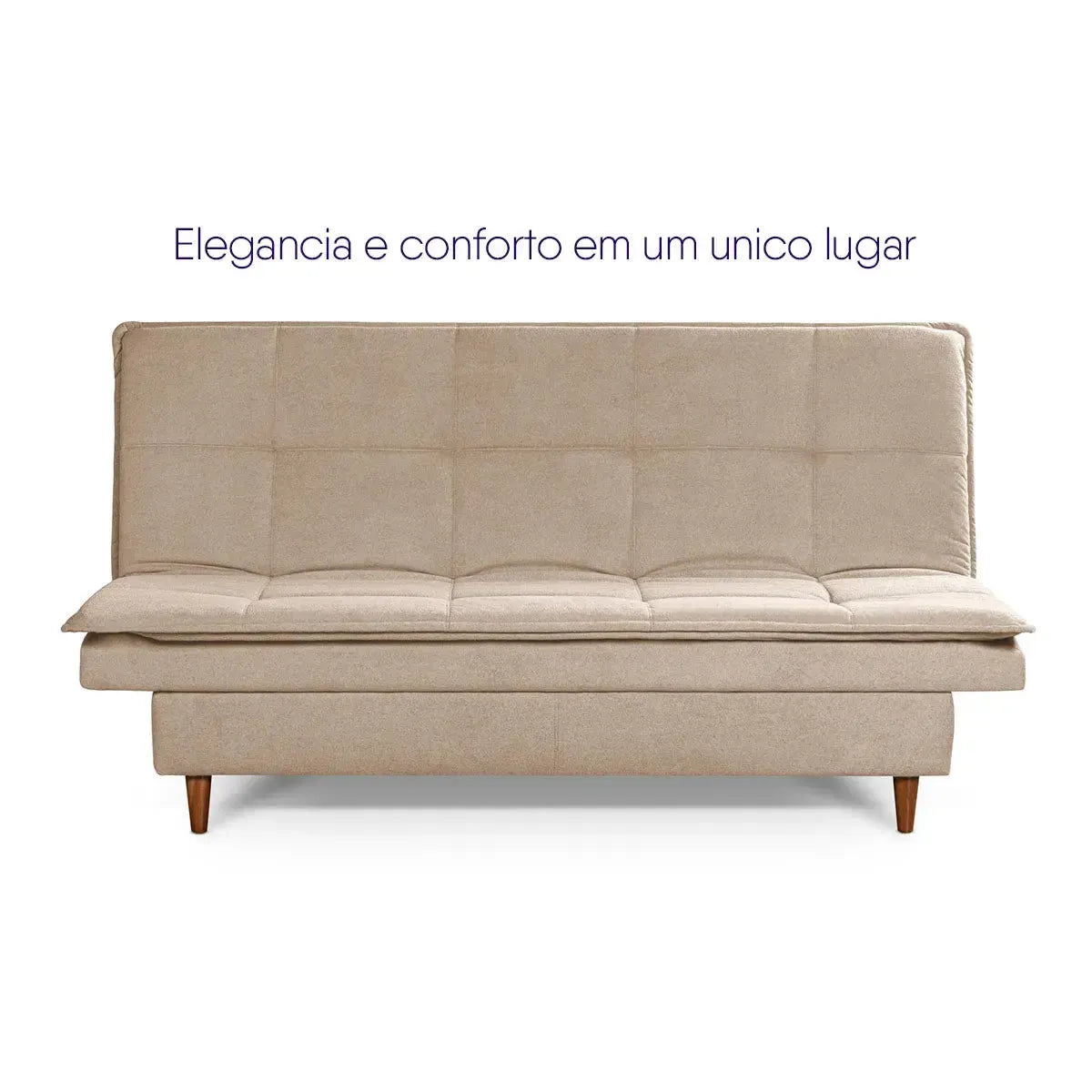Sofá Cama Estoril 1,90m Bege Suede Velut