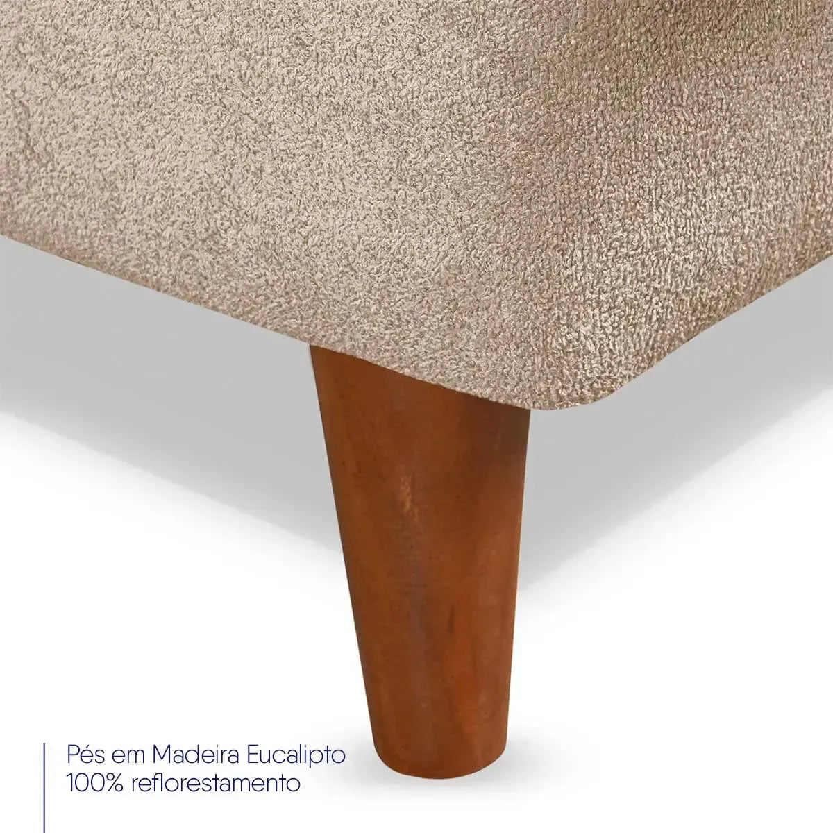 Sofá Cama Estoril 1,90m Bege Suede Velut