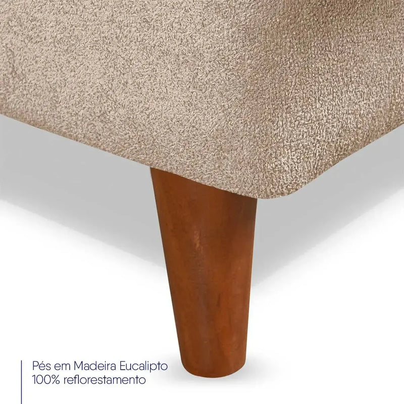 Sofá Cama Estoril 1,90m Bege Suede Velut