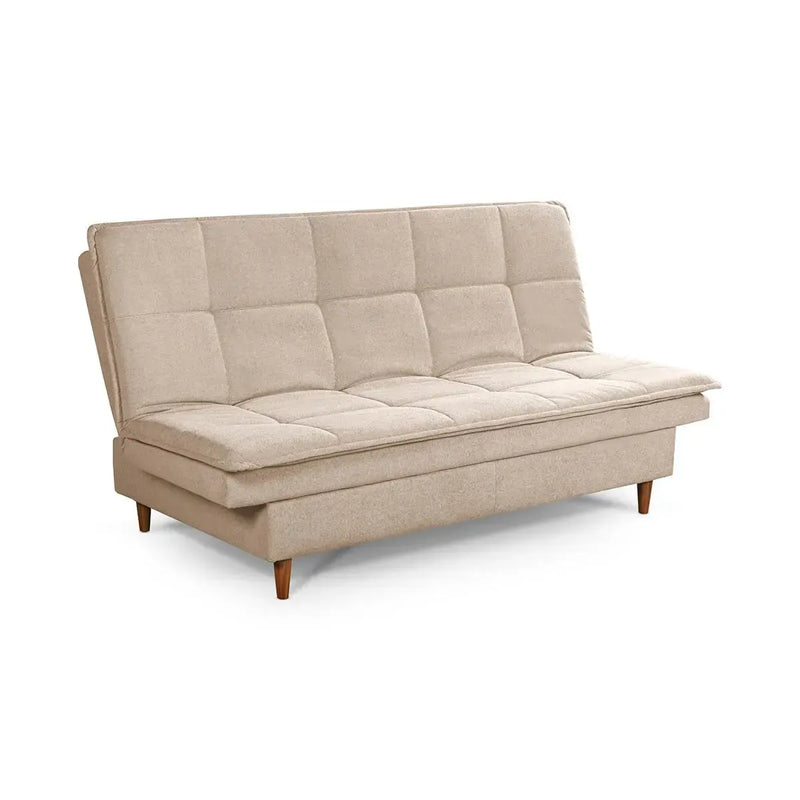 Sofá Cama Estoril 1,90m Bege Suede Velut