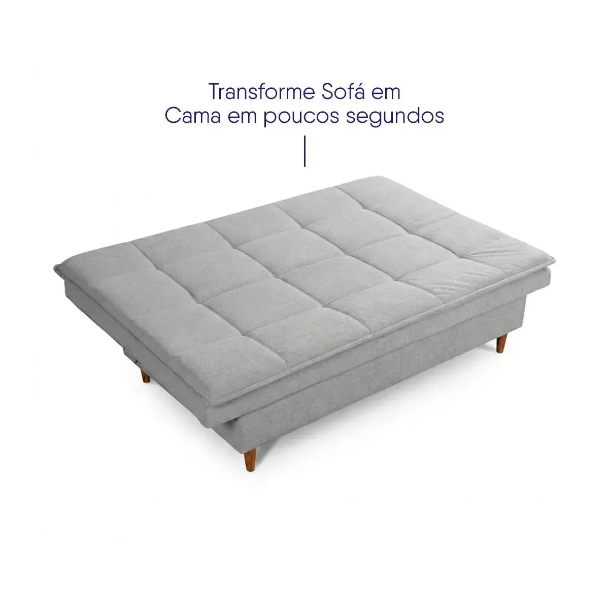 Sofá Cama Estoril 1,90m Cinza Suede Velut