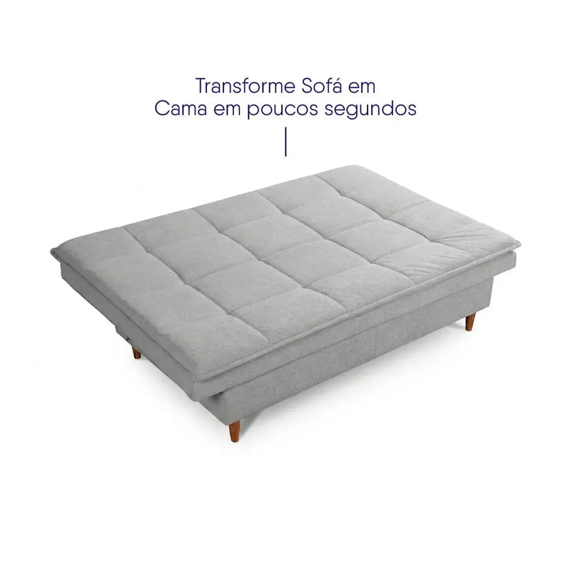 Sofá Cama Estoril 1,90m Cinza Suede Velut
