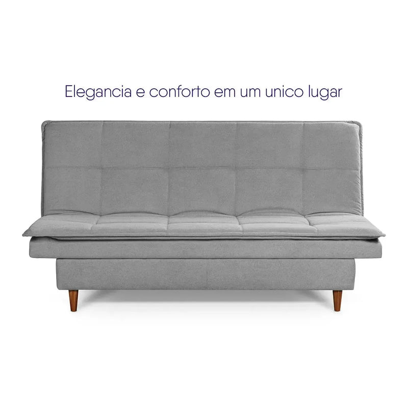 Sofá Cama Estoril 1,90m Cinza Suede Velut