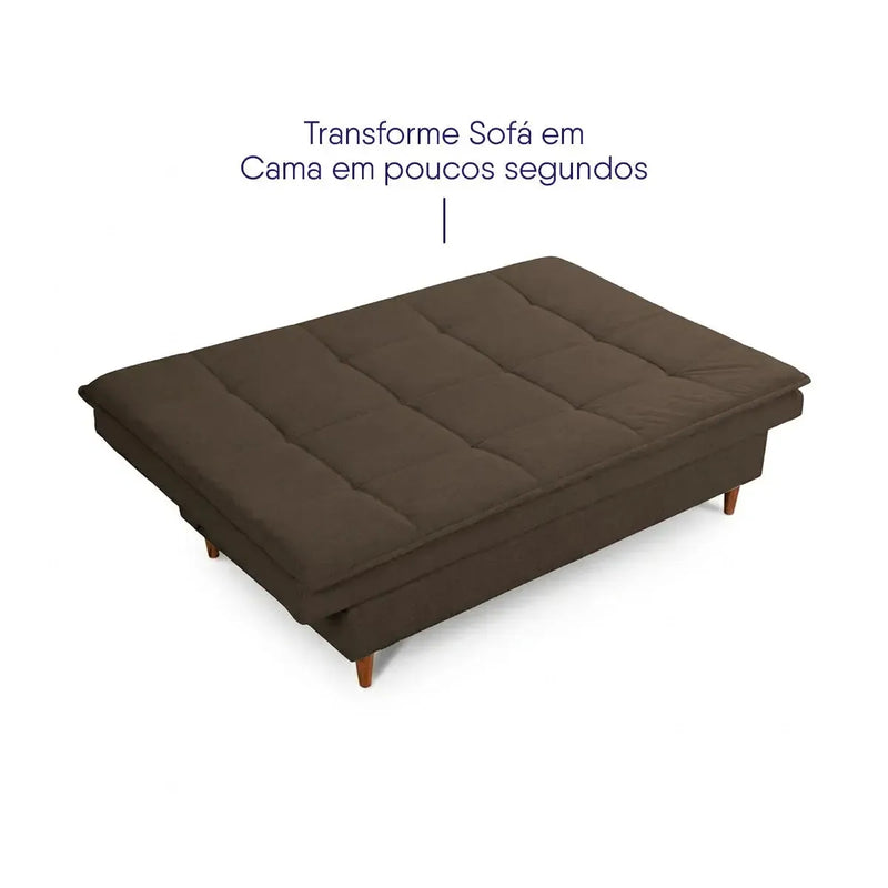Sofá Cama Estoril 1,90m Marrom Suede Velut