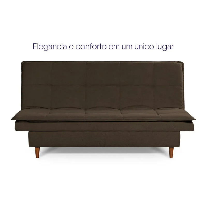 Sofá Cama Estoril 1,90m Marrom Suede Velut