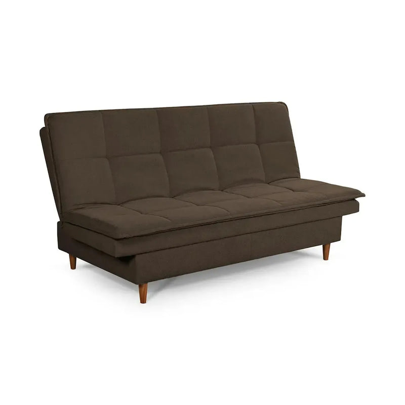 Sofá Cama Estoril 1,90m Marrom Suede Velut