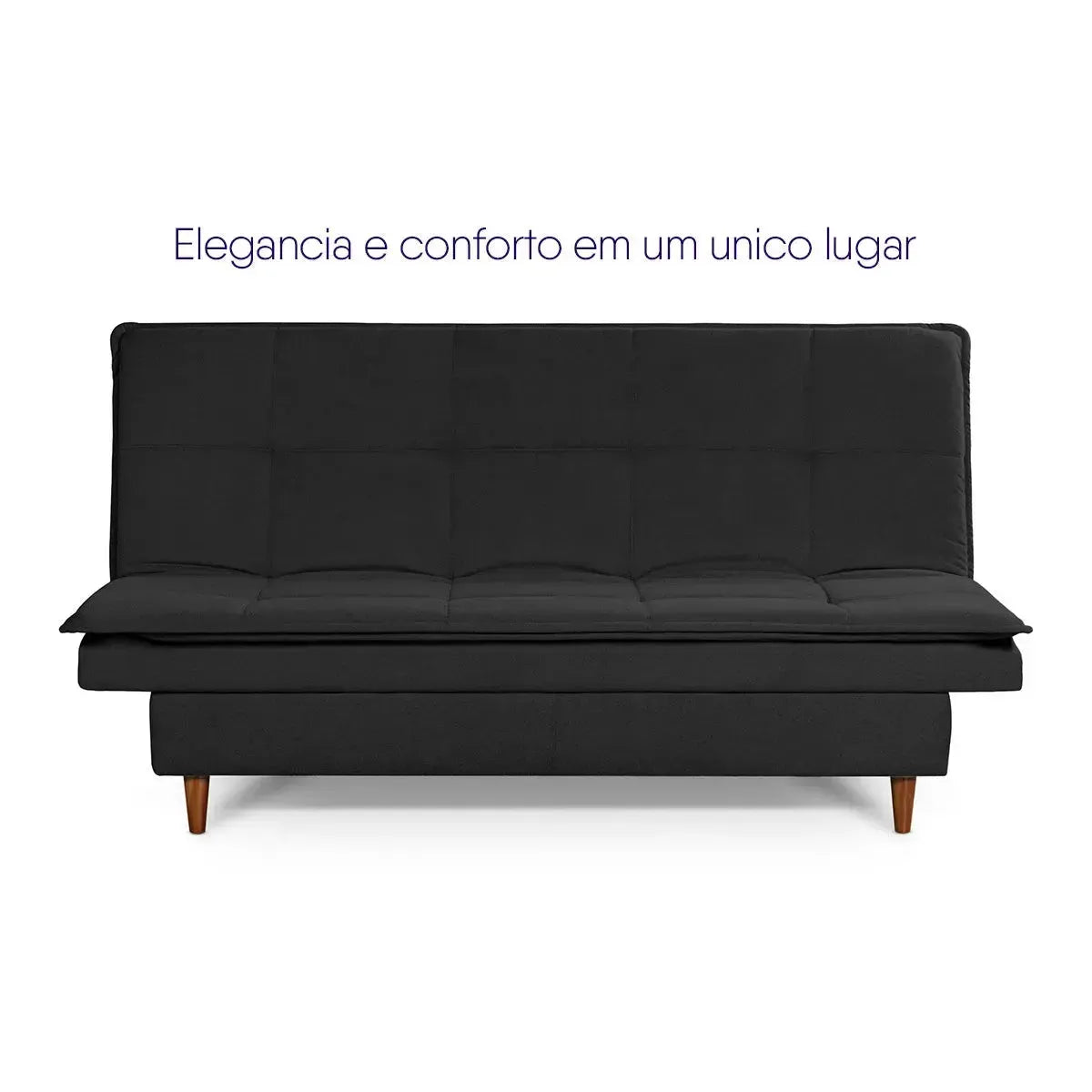 Sofá Cama Estoril 1,90m Preto Suede Velut
