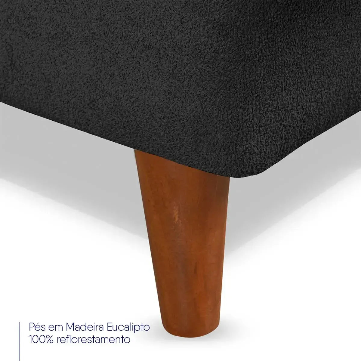 Sofá Cama Estoril 1,90m Preto Suede Velut