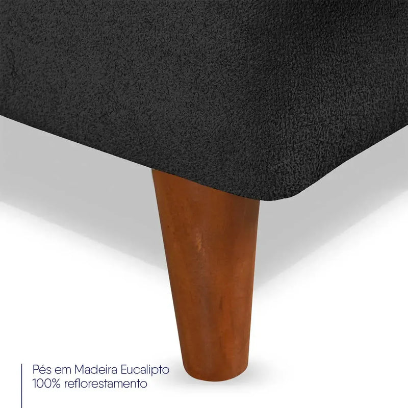 Sofá Cama Estoril 1,90m Preto Suede Velut