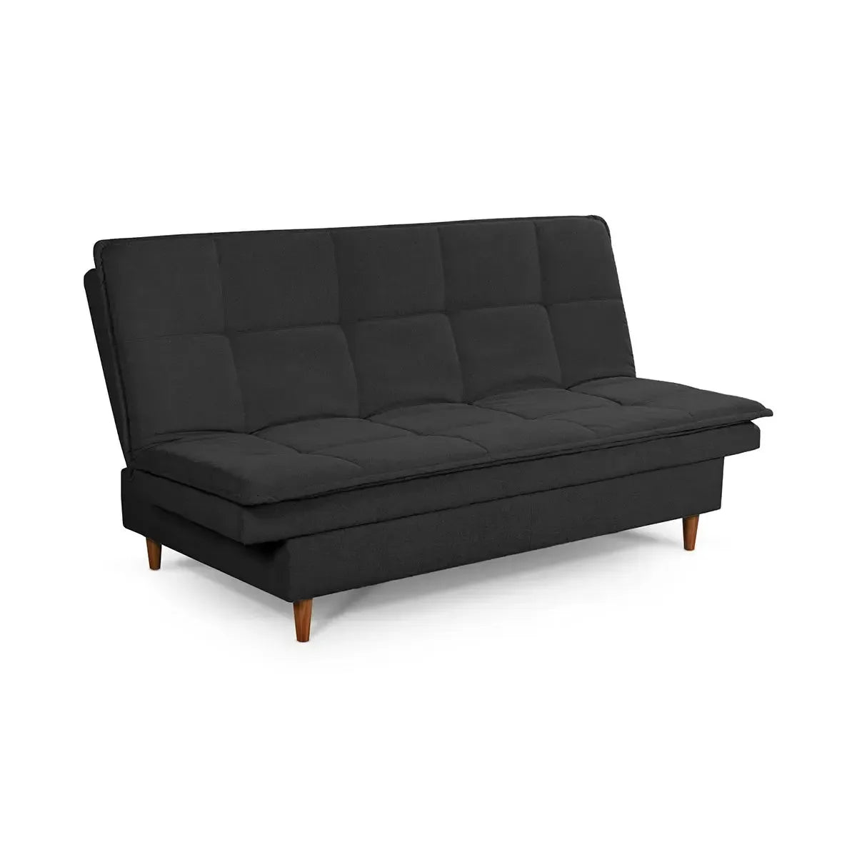 Sofá Cama Estoril 1,90m Preto Suede Velut