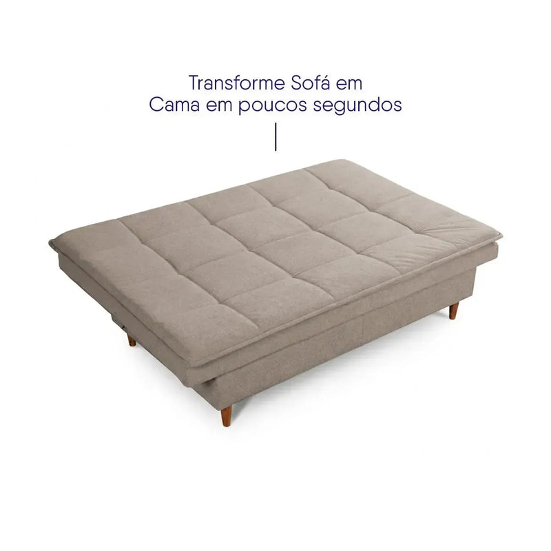 Sofá Cama Estoril 1,90m Tabaco Suede Velut