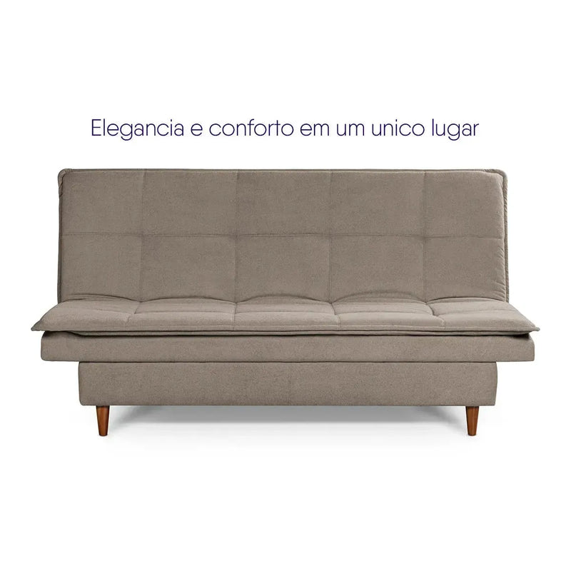 Sofá Cama Estoril 1,90m Tabaco Suede Velut