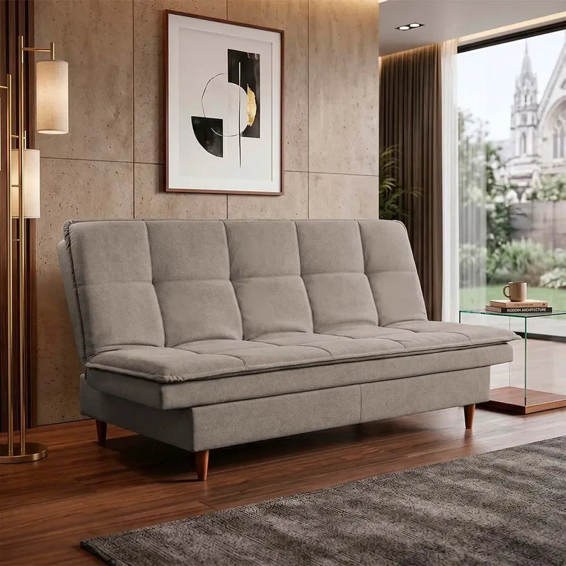 Sofá Cama Estoril 1,90m Tabaco Suede Velut