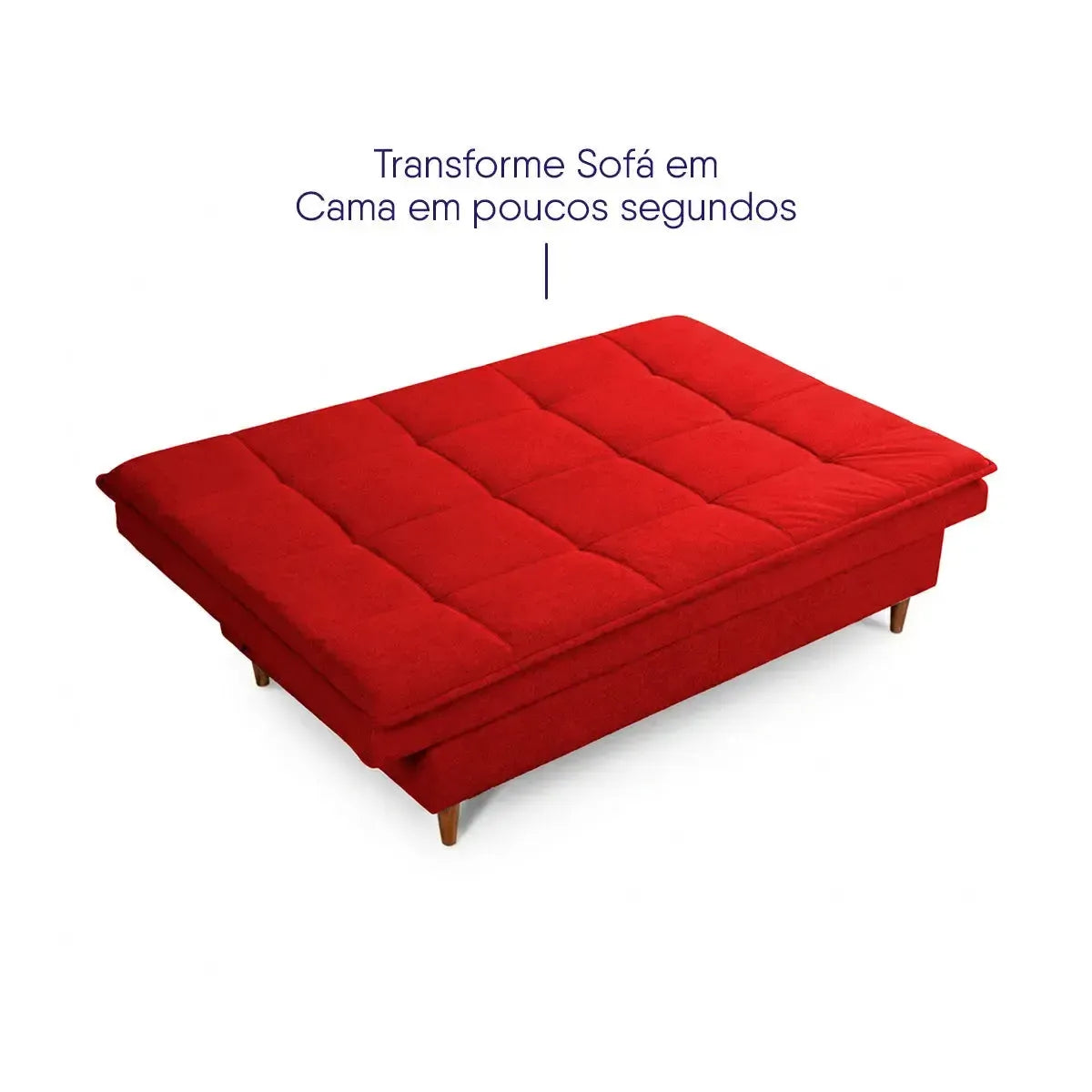 Sofá Cama Estoril 1,90m Vermelho Suede Velut