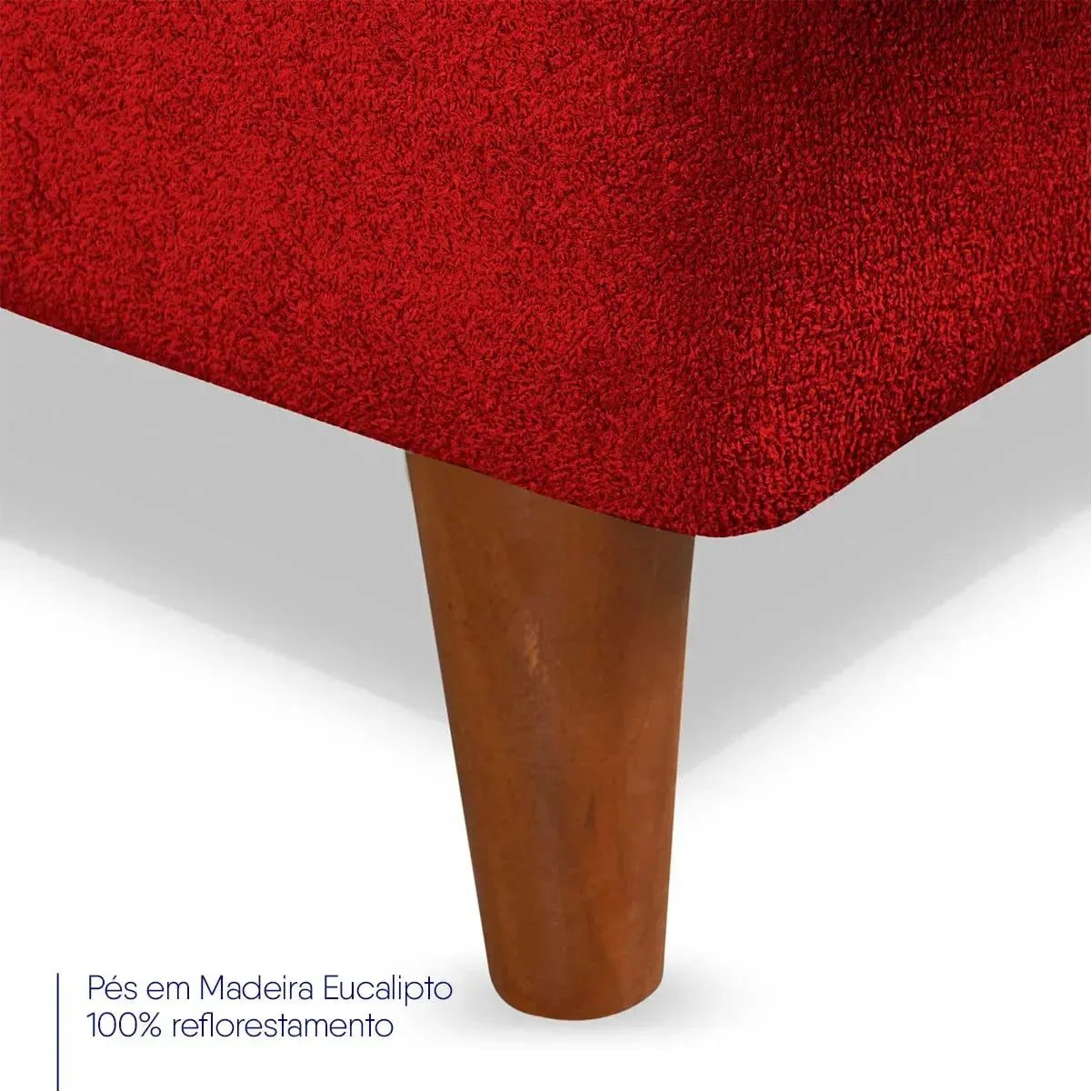 Sofá Cama Estoril 1,90m Vermelho Suede Velut