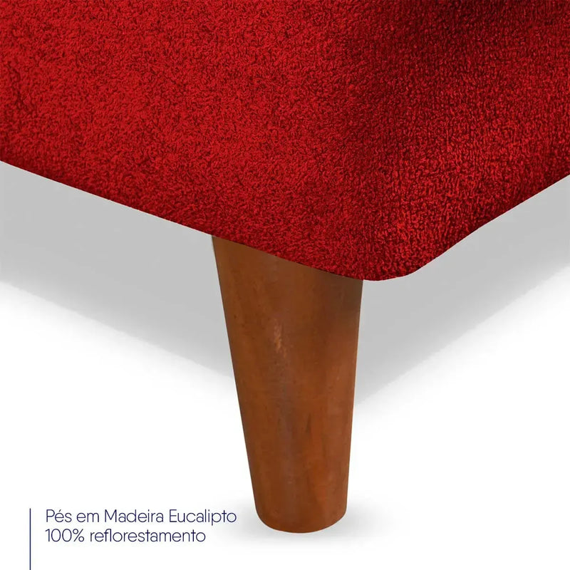 Sofá Cama Estoril 1,90m Vermelho Suede Velut