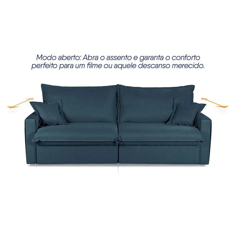Sofá Cama Lume Sem Caixa 1,90m Linho Azul