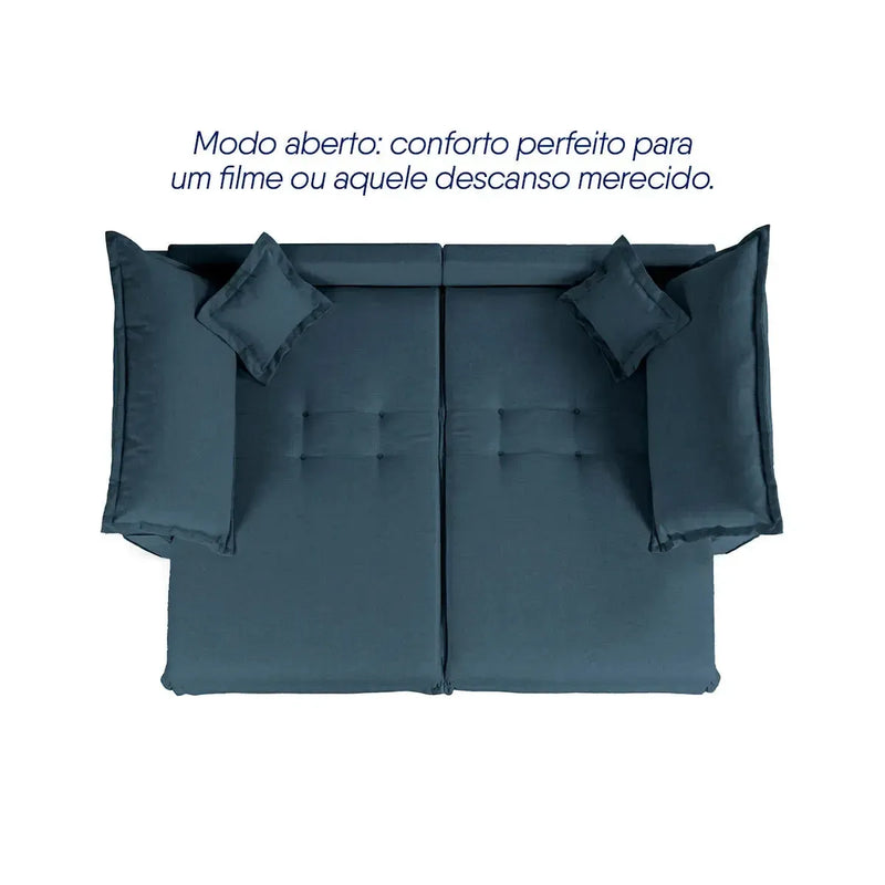 Sofá Cama Lume Sem Caixa 1,90m Linho Azul