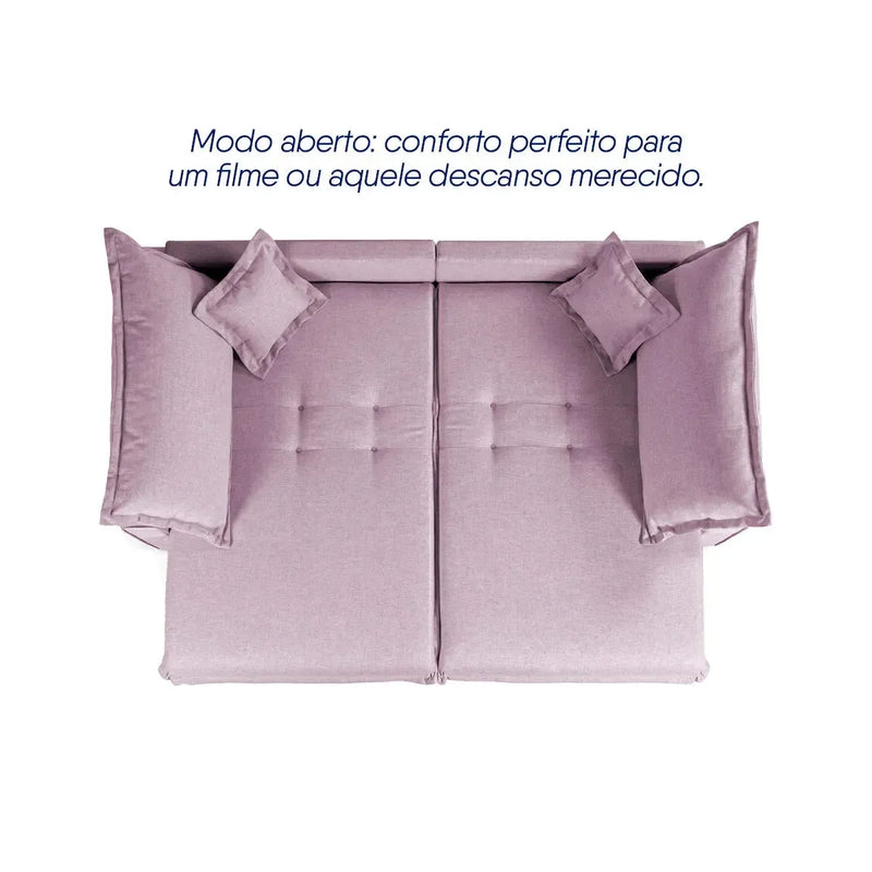 Sofá Cama Lume Sem Caixa 1,90m Linho Rosê