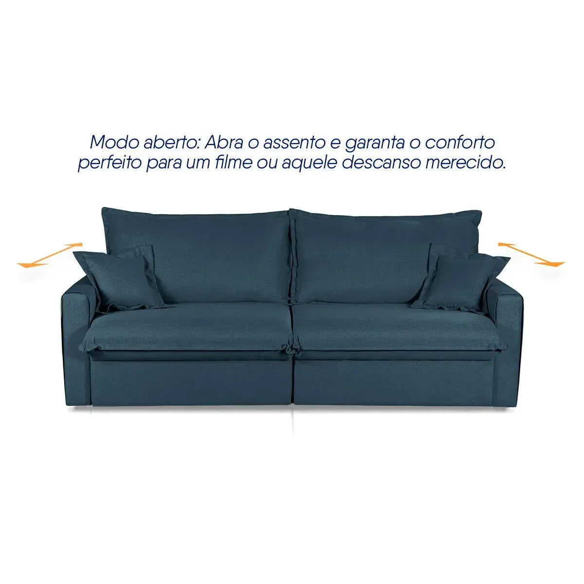 Sofá Cama Lume Sem Caixa 2,50m Linho Azul