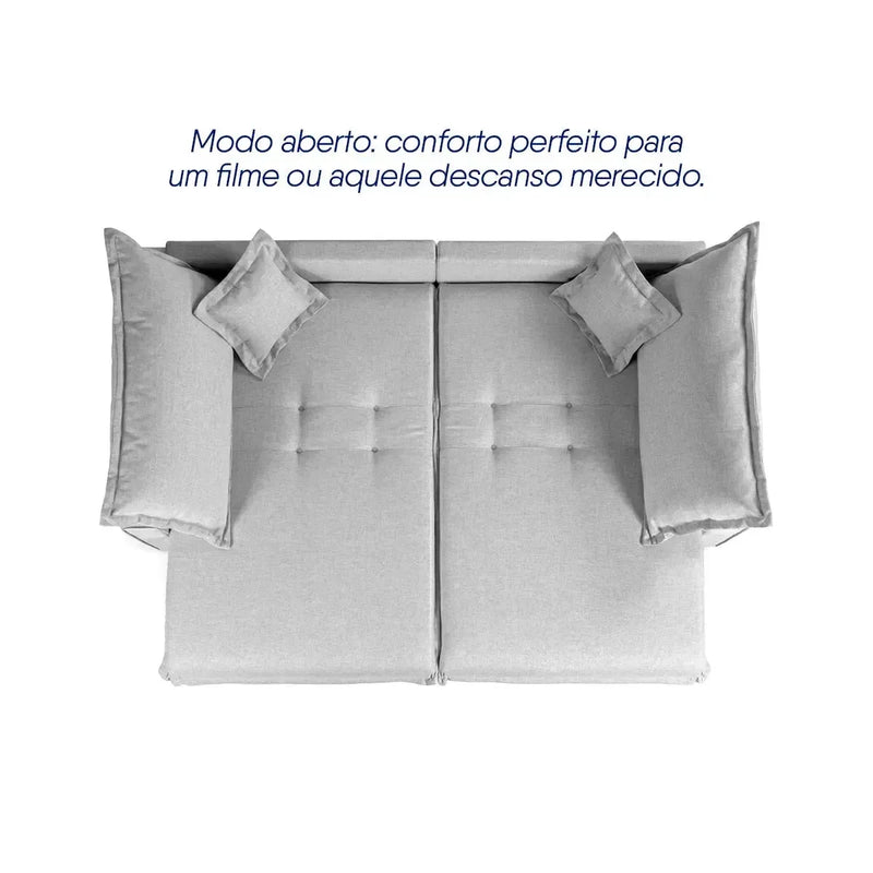Sofá Cama Lume Sem Caixa 2,80m Linho Cinza