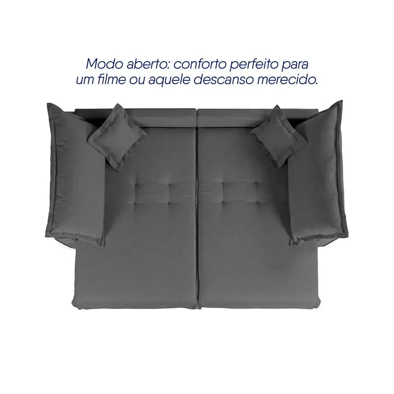 Sofá Cama Lume Sem Caixa 2,80m Linho Grafite