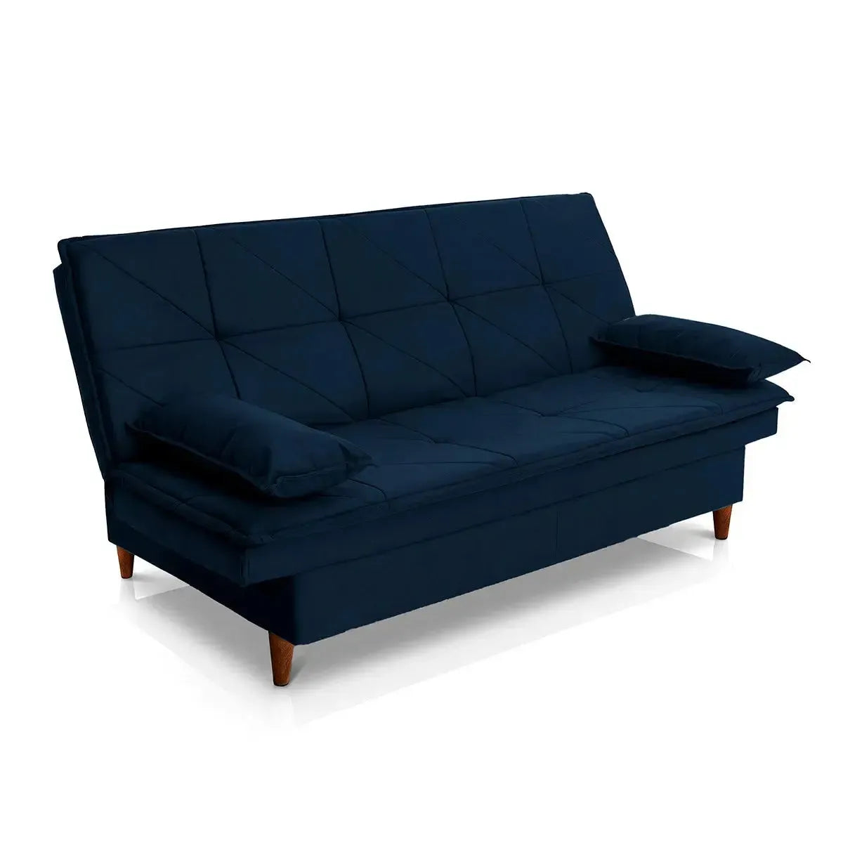 Sofá Cama Pérsia 3 Lugares Suede Velut Azul Marinho