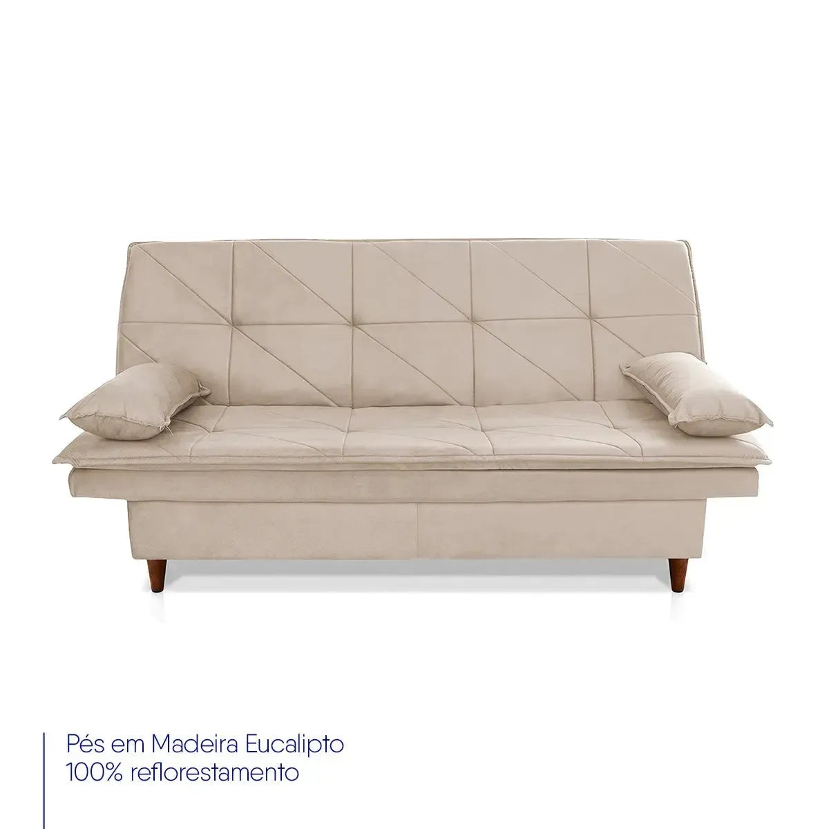 Sofá Cama Pérsia 3 Lugares Suede Velut Bege