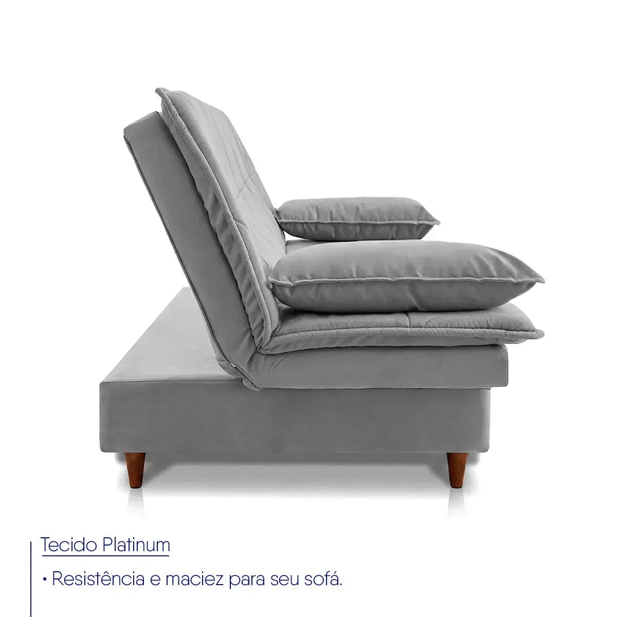 Sofá Cama Pérsia 3 Lugares Suede Velut Cinza