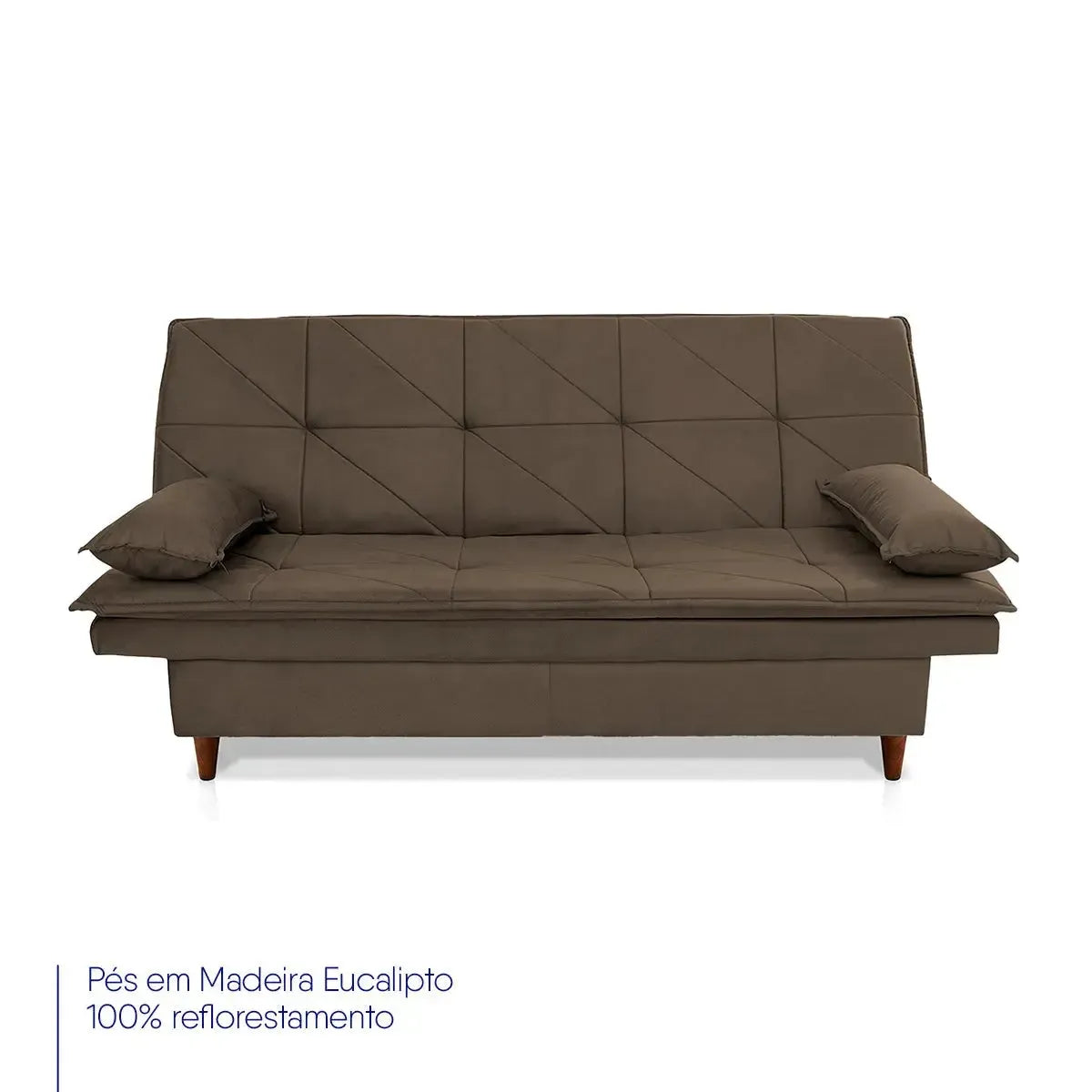Sofá Cama Pérsia 3 Lugares Suede Velut Marrom