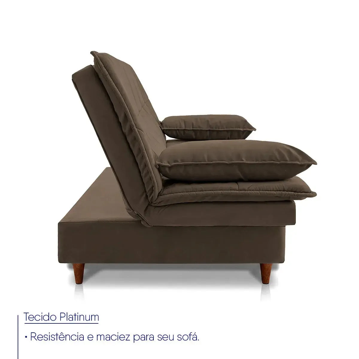 Sofá Cama Pérsia 3 Lugares Suede Velut Marrom