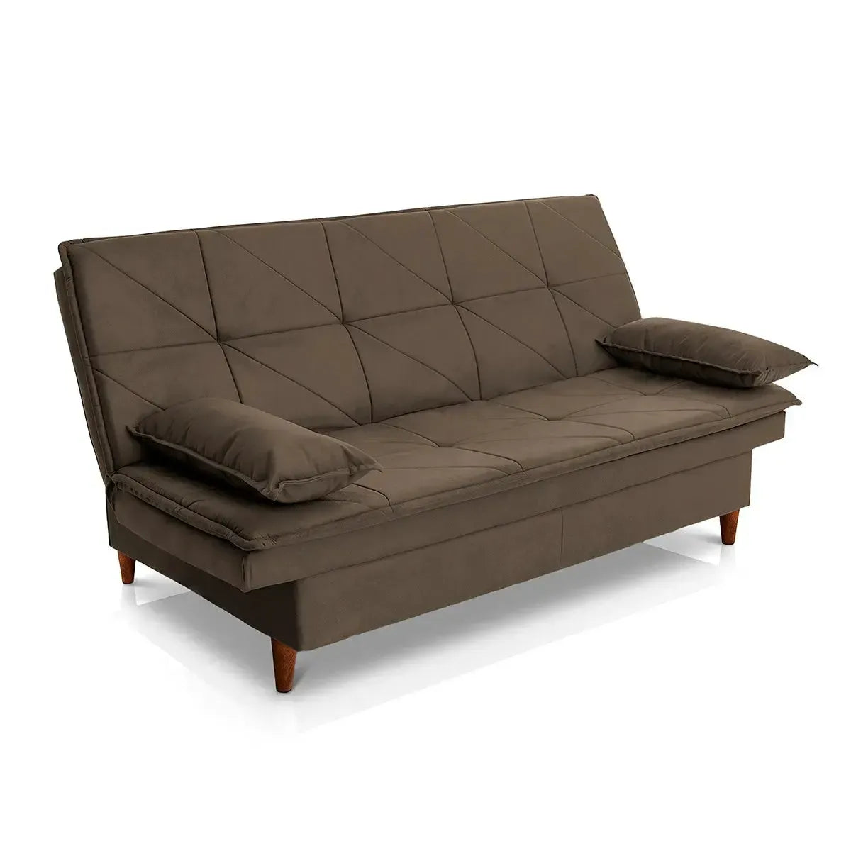 Sofá Cama Pérsia 3 Lugares Suede Velut Marrom