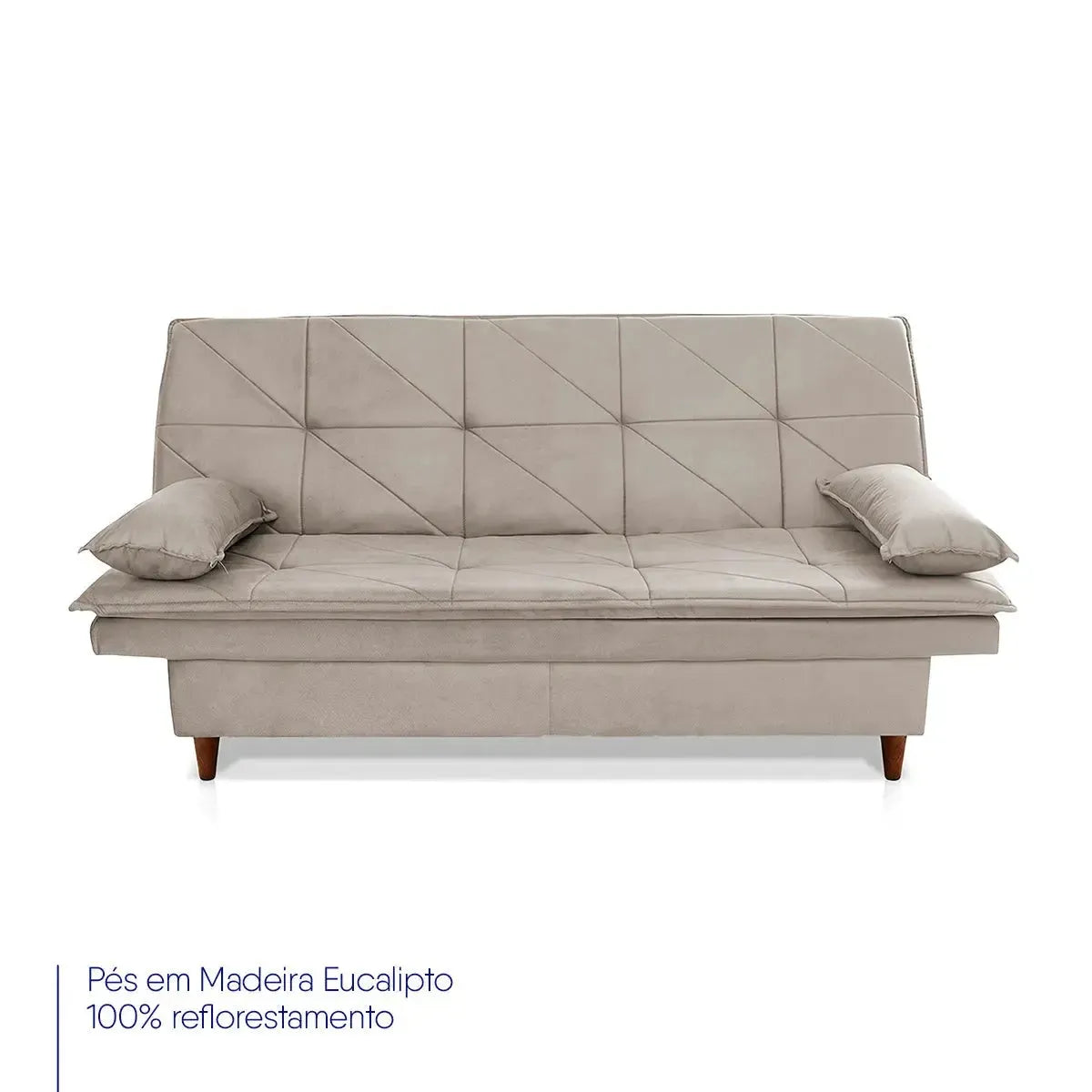 Sofá Cama Pérsia 3 Lugares Suede Velut Tabaco