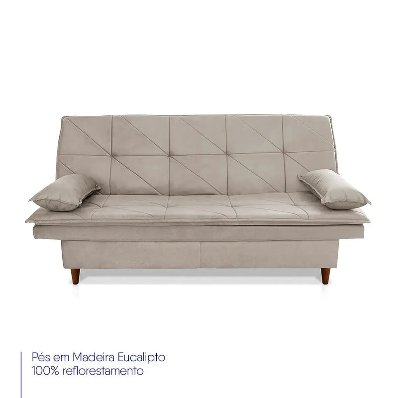 Sofá Cama Pérsia 3 Lugares Suede Velut Tabaco