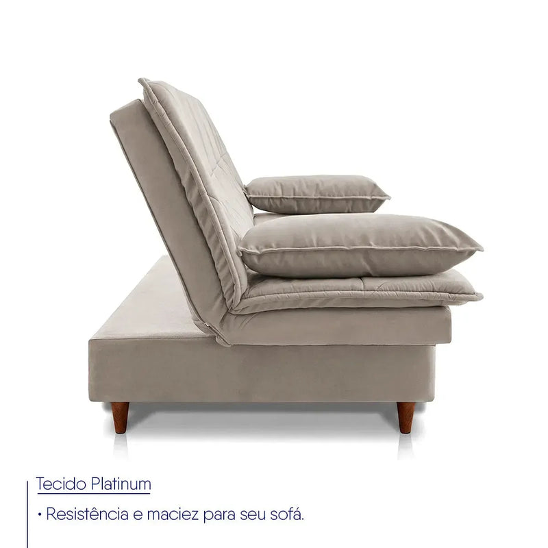 Sofá Cama Pérsia 3 Lugares Suede Velut Tabaco