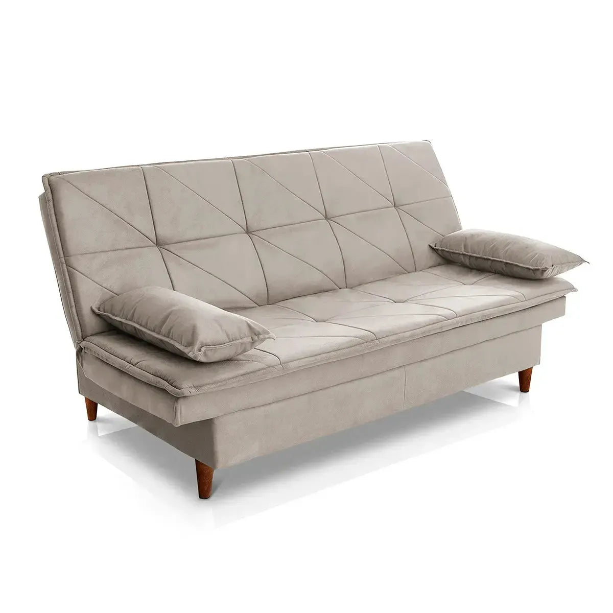 Sofá Cama Pérsia 3 Lugares Suede Velut Tabaco