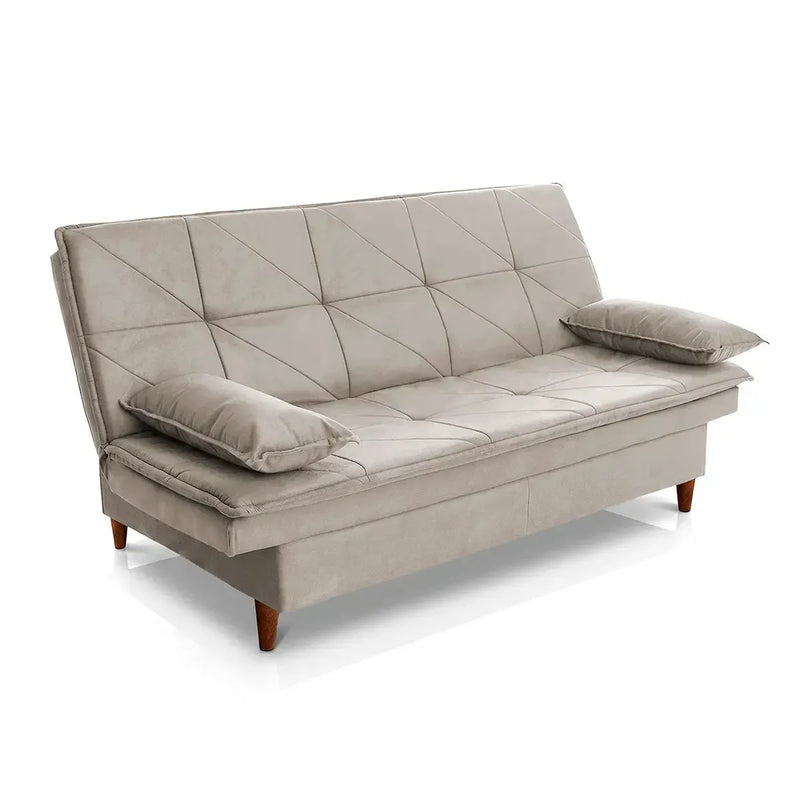 Sofá Cama Pérsia 3 Lugares Suede Velut Tabaco