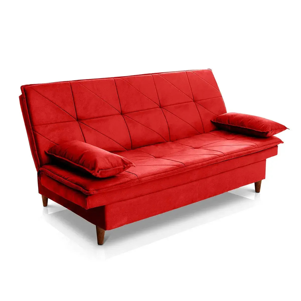 Sofá Cama Pérsia 3 Lugares Suede Velut Vermelho