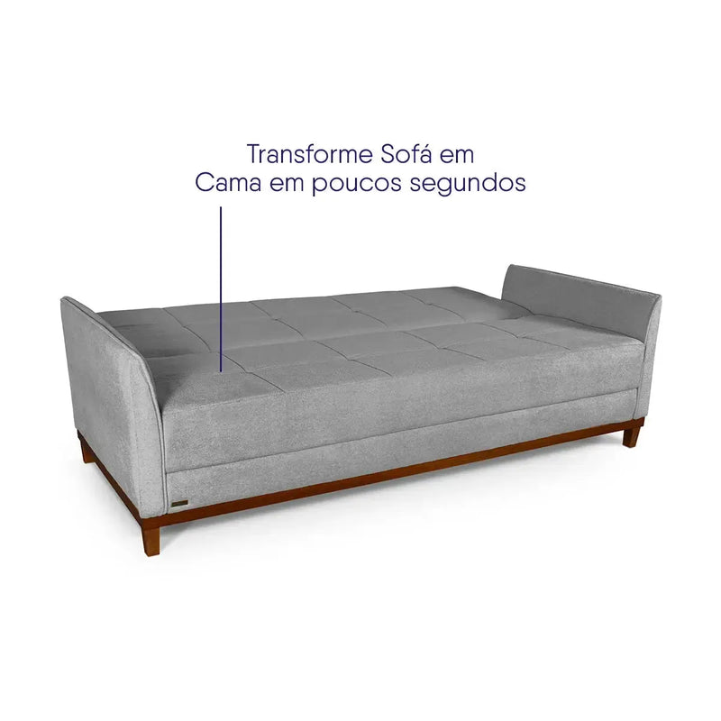 Sofá Cama Reclinável Caribe Linho Cinza 2,02m