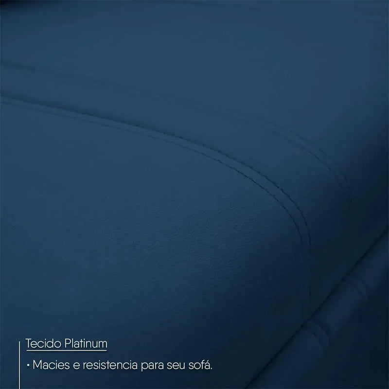 Sofá Canto London Azul Suede Velut