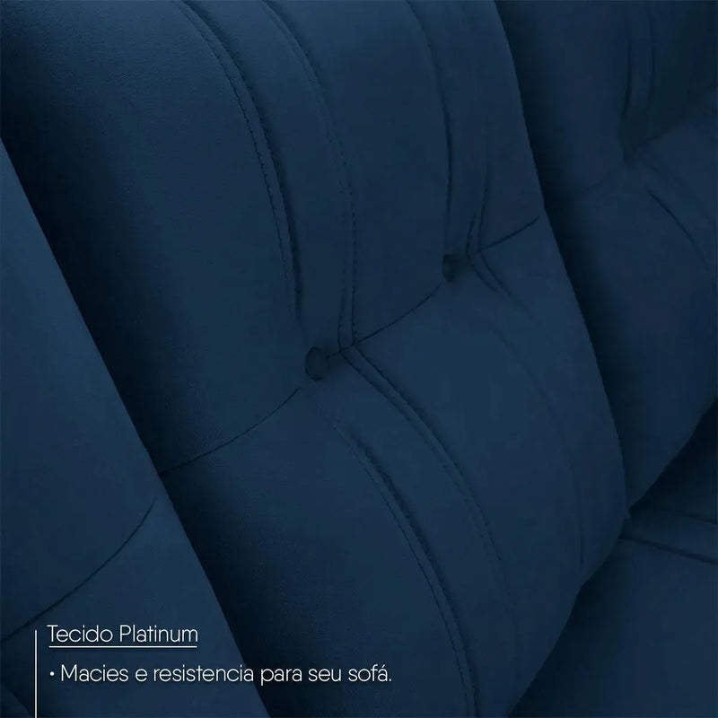 Sofá Canto London Azul Suede Velut