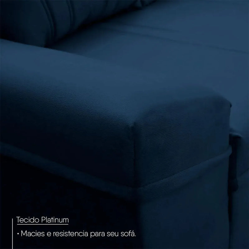 Sofá Canto London Azul Suede Velut