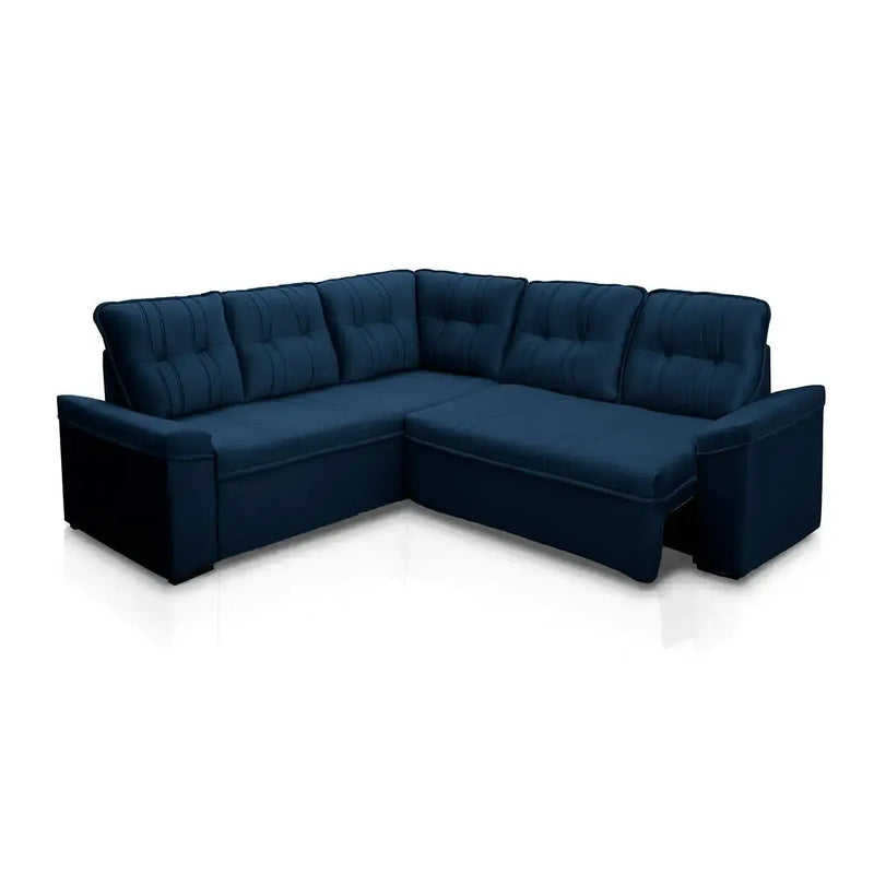 Sofá Canto London Azul Suede Velut