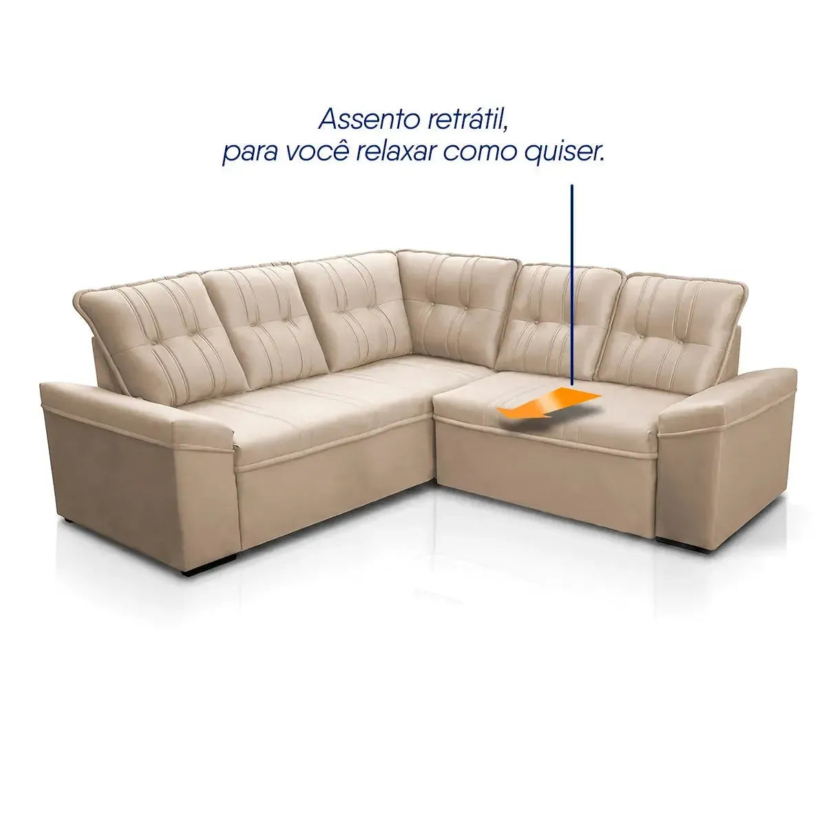 Sofá Canto London Bege Suede Velut