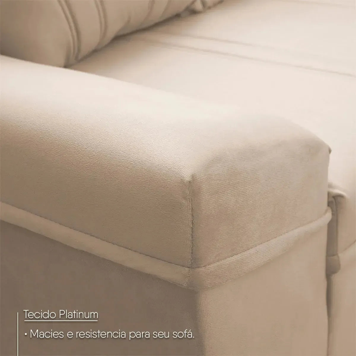 Sofá Canto London Bege Suede Velut