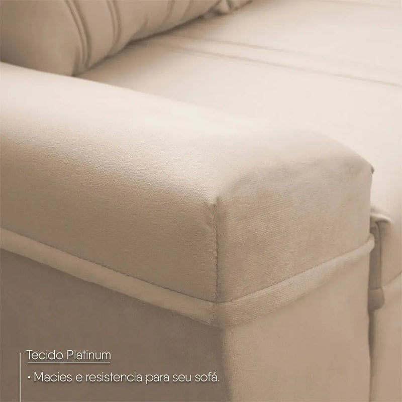 Sofá Canto London Bege Suede Velut
