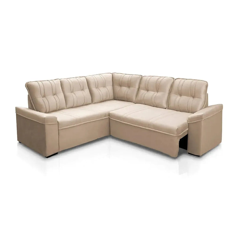 Sofá Canto London Bege Suede Velut