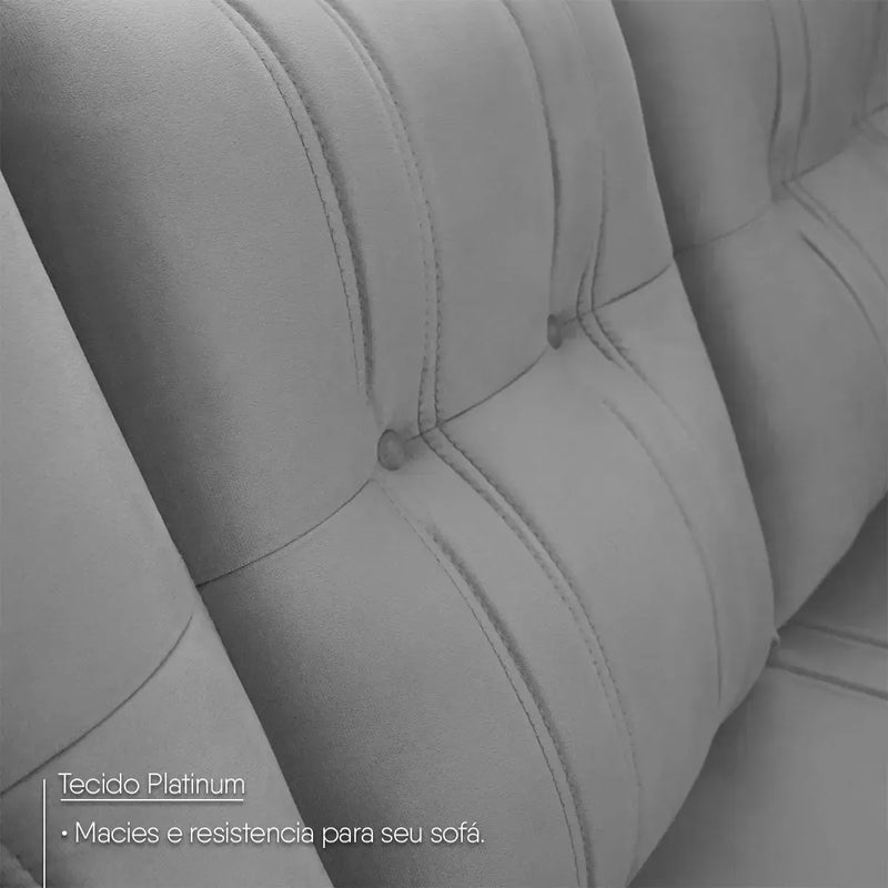 Sofá Canto London Cinza Suede Velut
